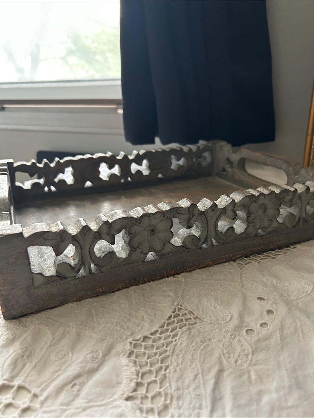 Rustic Gray Wooden Decorative Tray - Picture 4 of 8